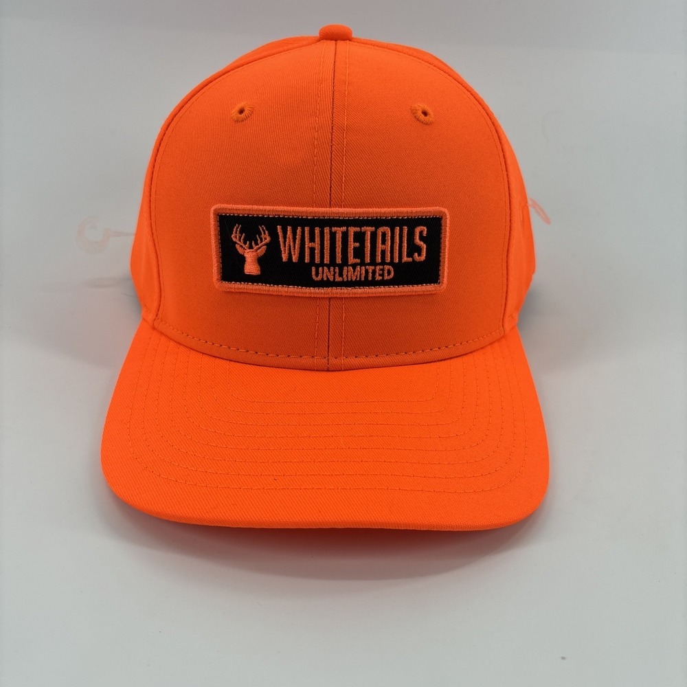 Whitetails Unlimited Deer Buck Logo Blaze Orange Hat Hunting SnapBack Cap NEW!